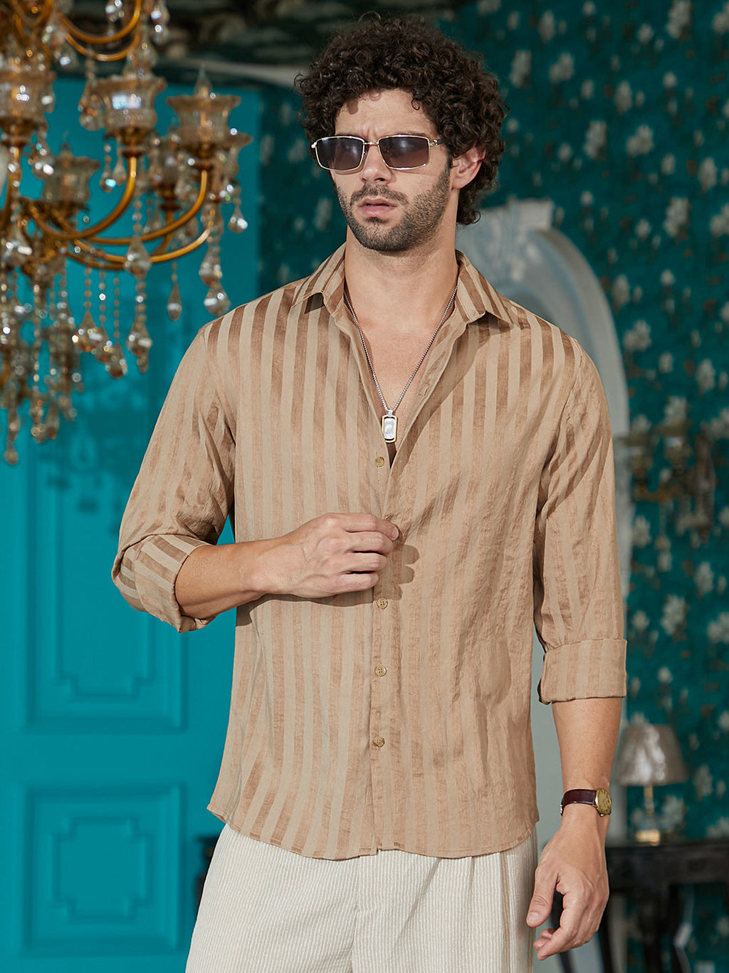 Campus Sutra Candy-Striped Shirt