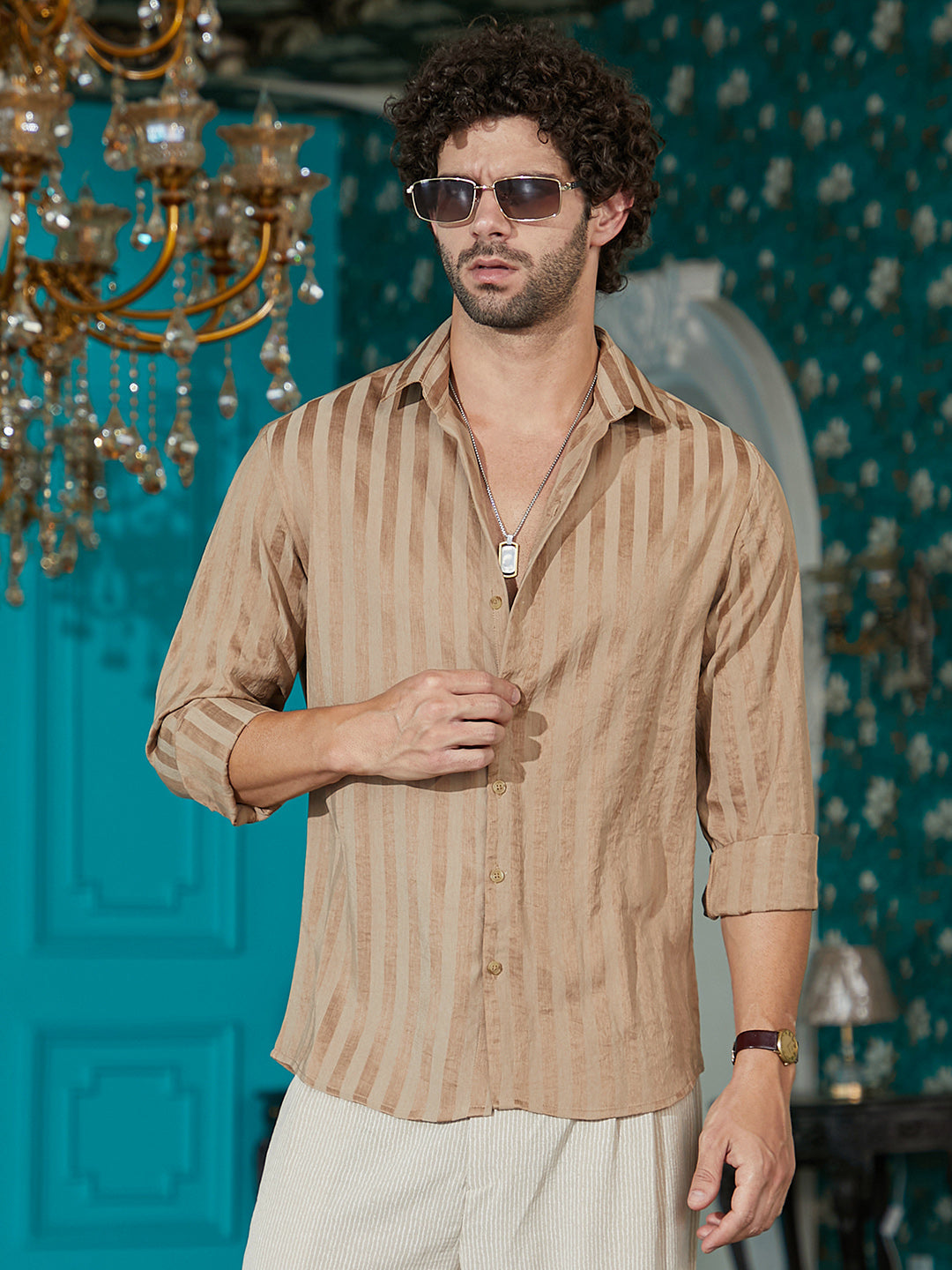 Campus Sutra Candy-Striped Shirt