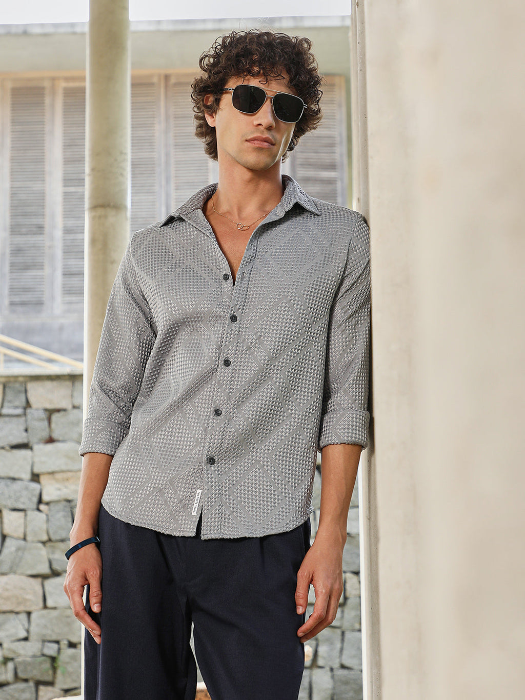 Campus Sutra Shard-Tactile Shirt