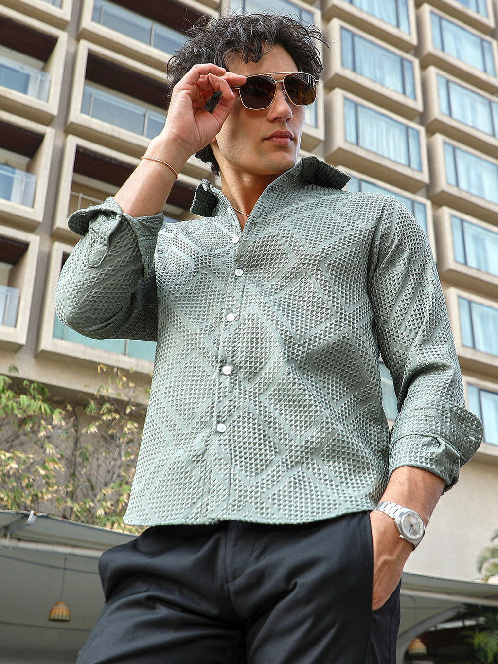 Campus Sutra Shard-Tactile Shirt