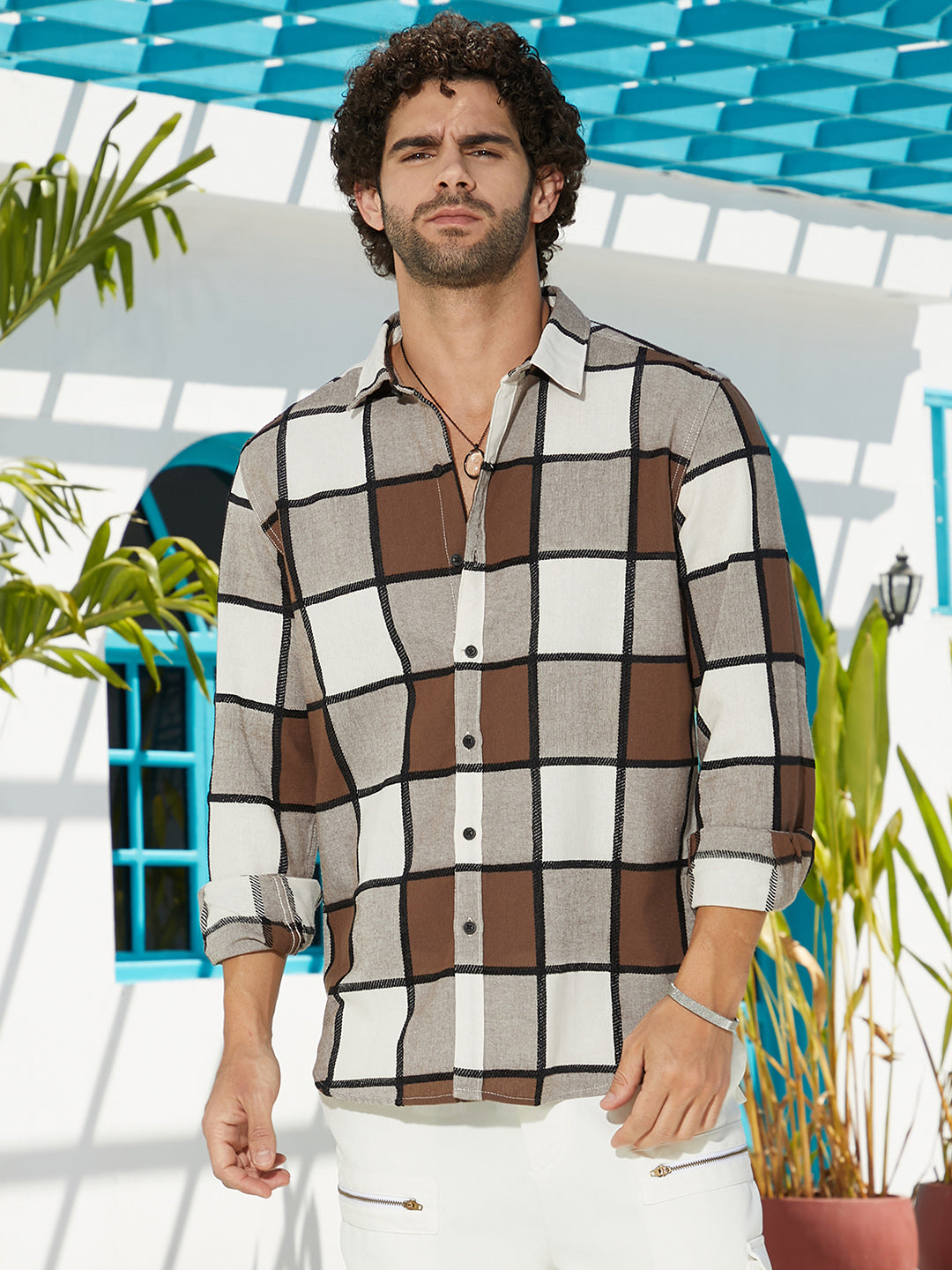 Campus Sutra Outlined-Buffalo Regular Shirt