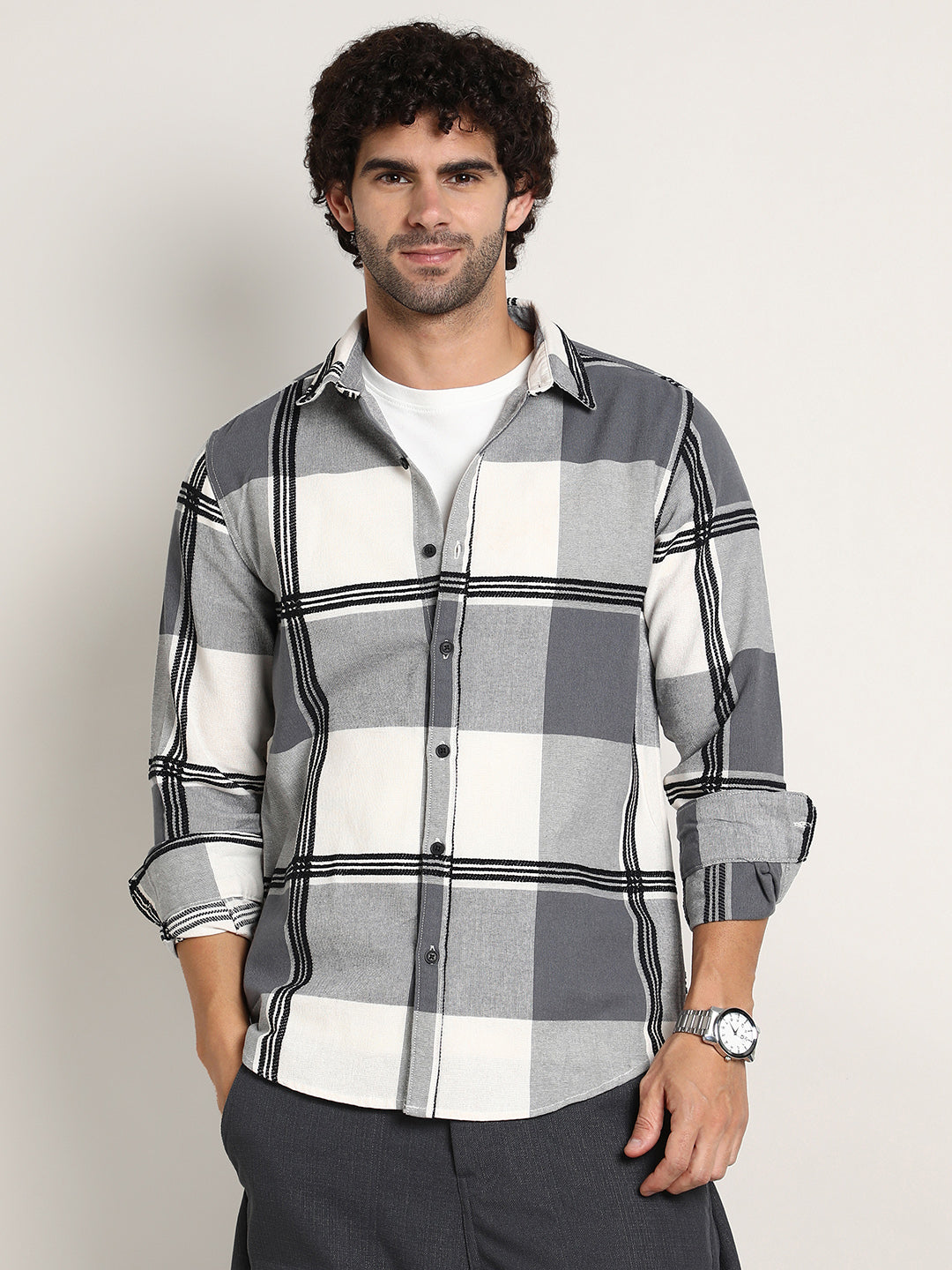 Campus Sutra Overlap Buffalo Shirt