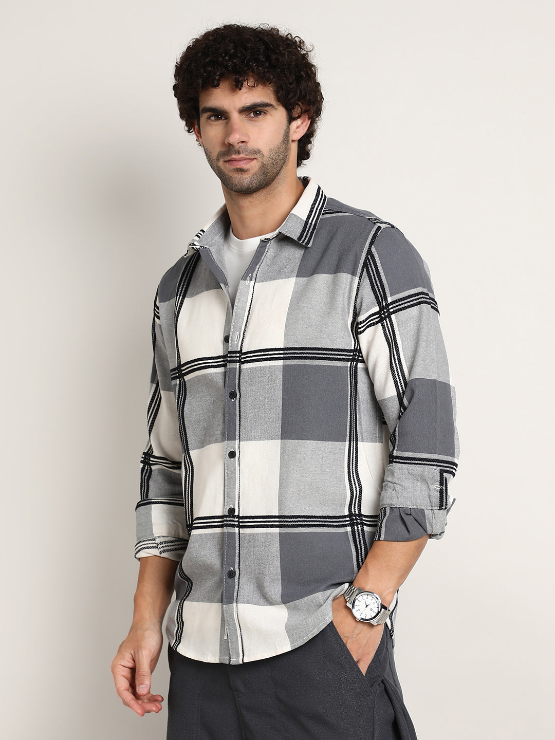 Campus Sutra Overlap Buffalo Shirt