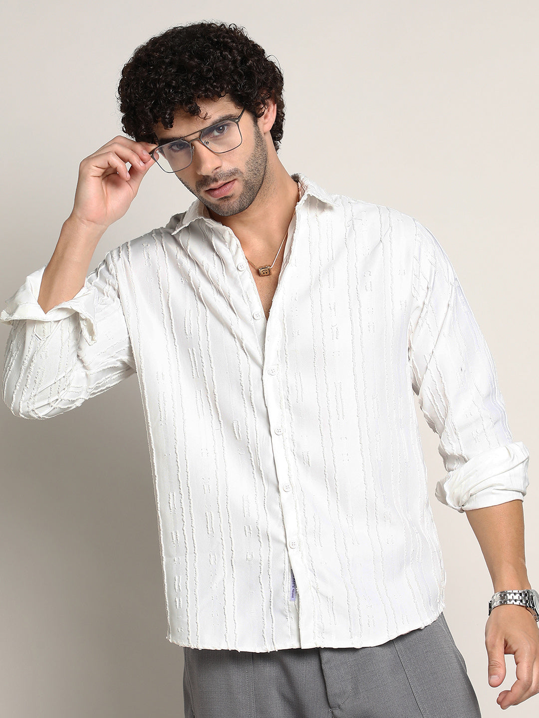 Campus Sutra Ripple-Edge Shirt