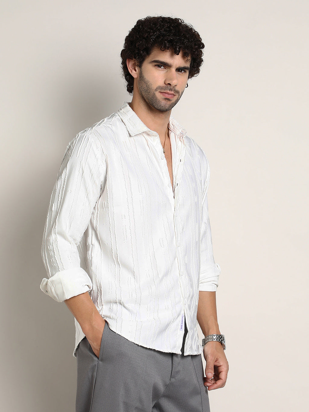 Campus Sutra Ripple-Edge Shirt
