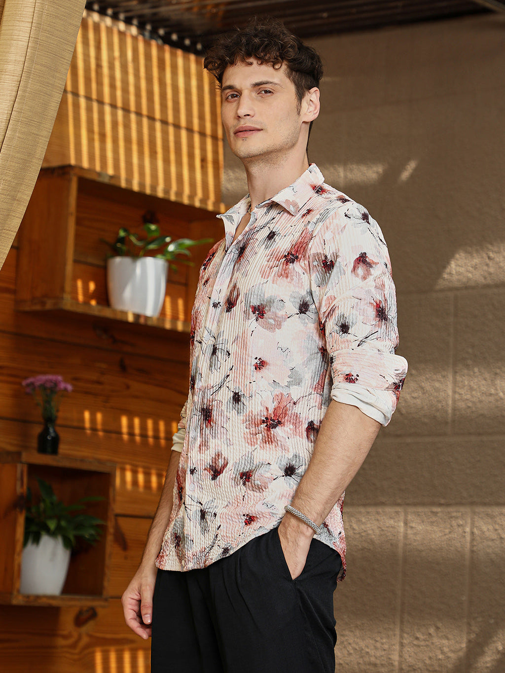 Campus Sutra Stained-Flora Shirt
