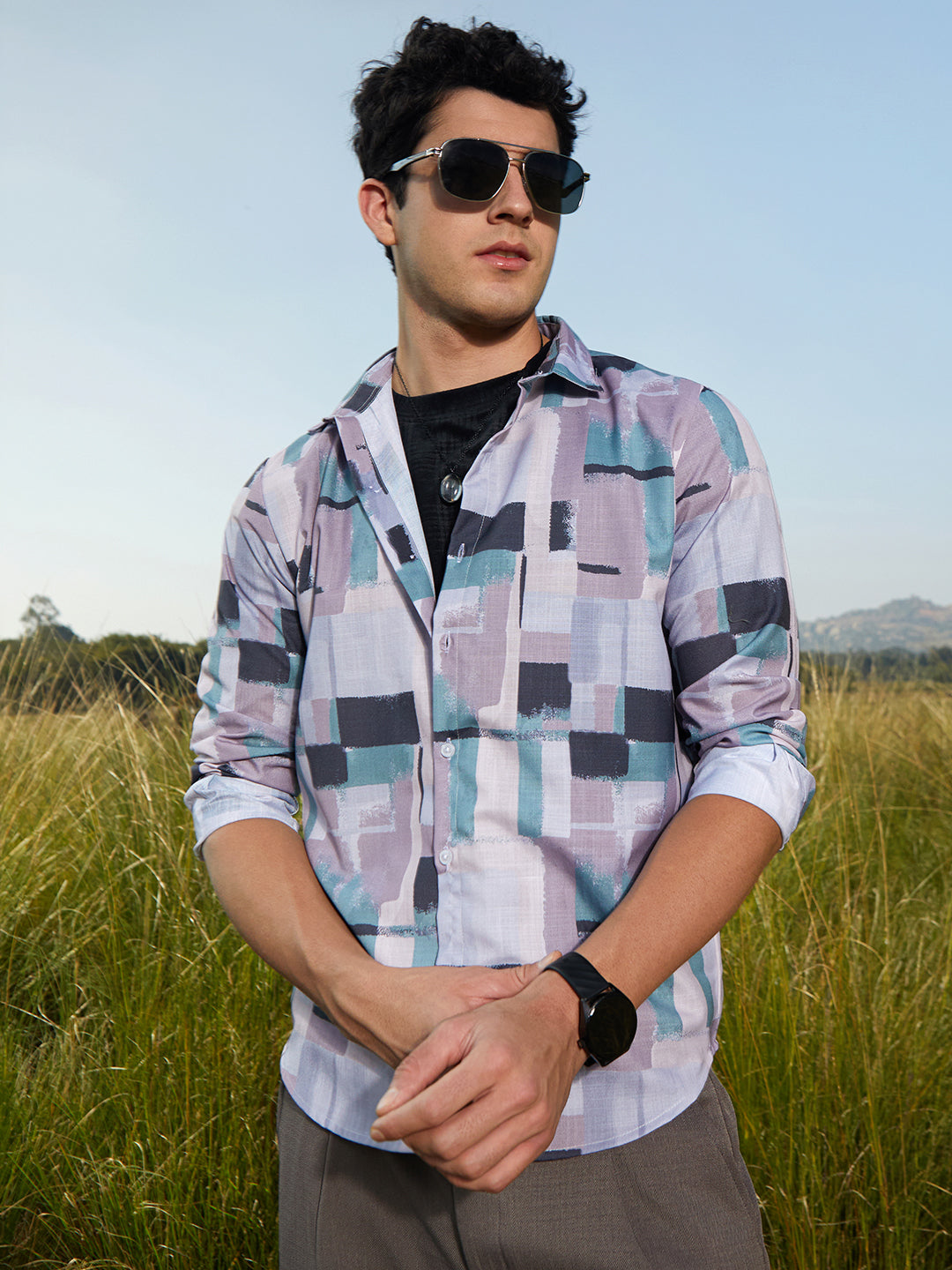 Campus Sutra Cubic-Overlap Shirt