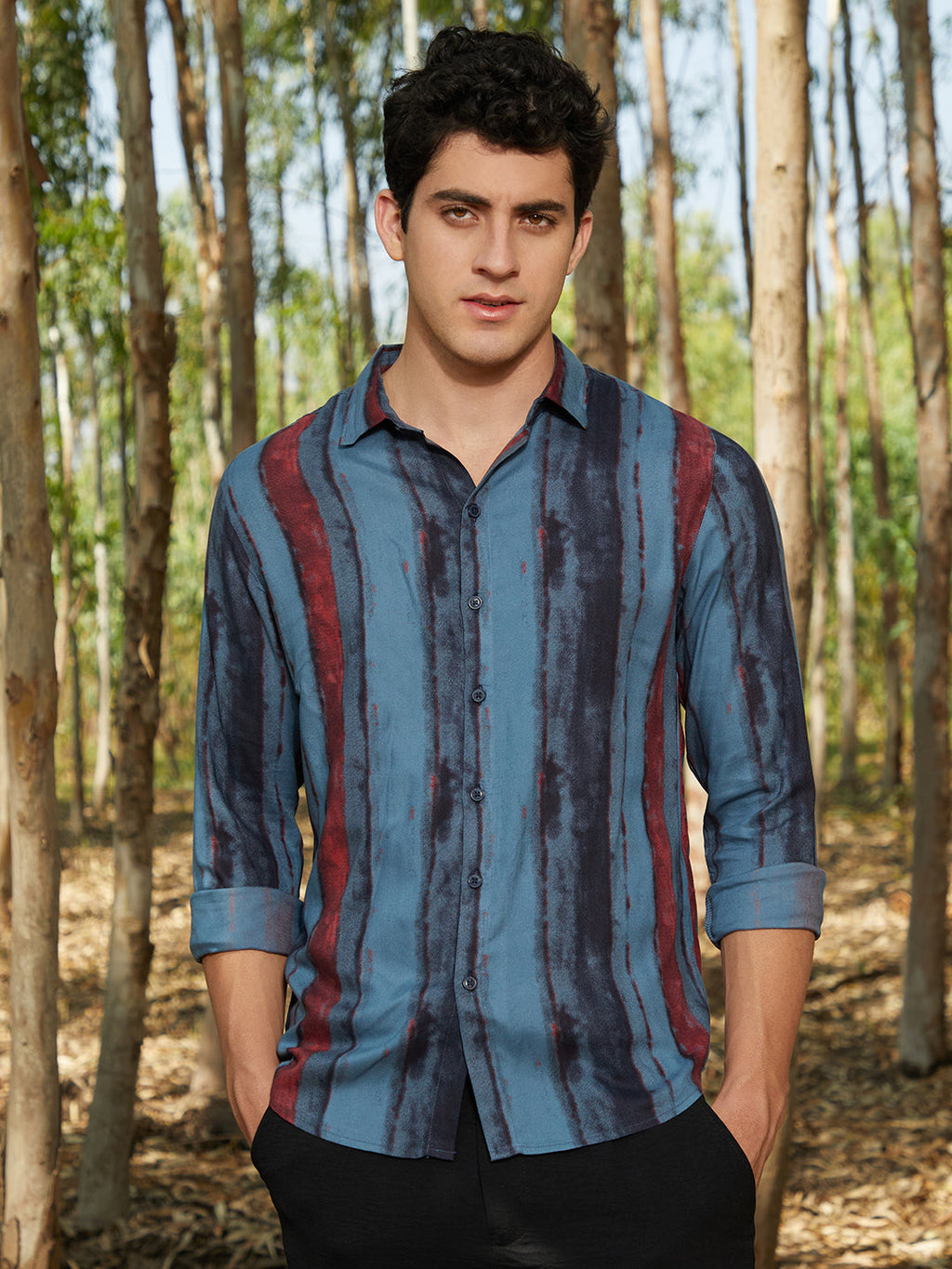 Campus Sutra Dark-Tone Brushed Shirt