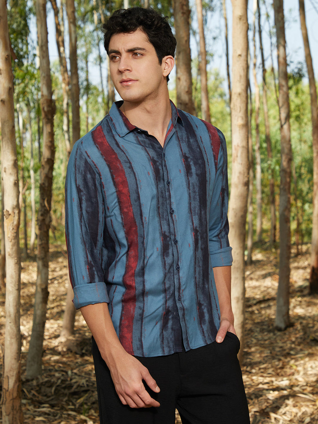 Campus Sutra Dark-Tone Brushed Shirt