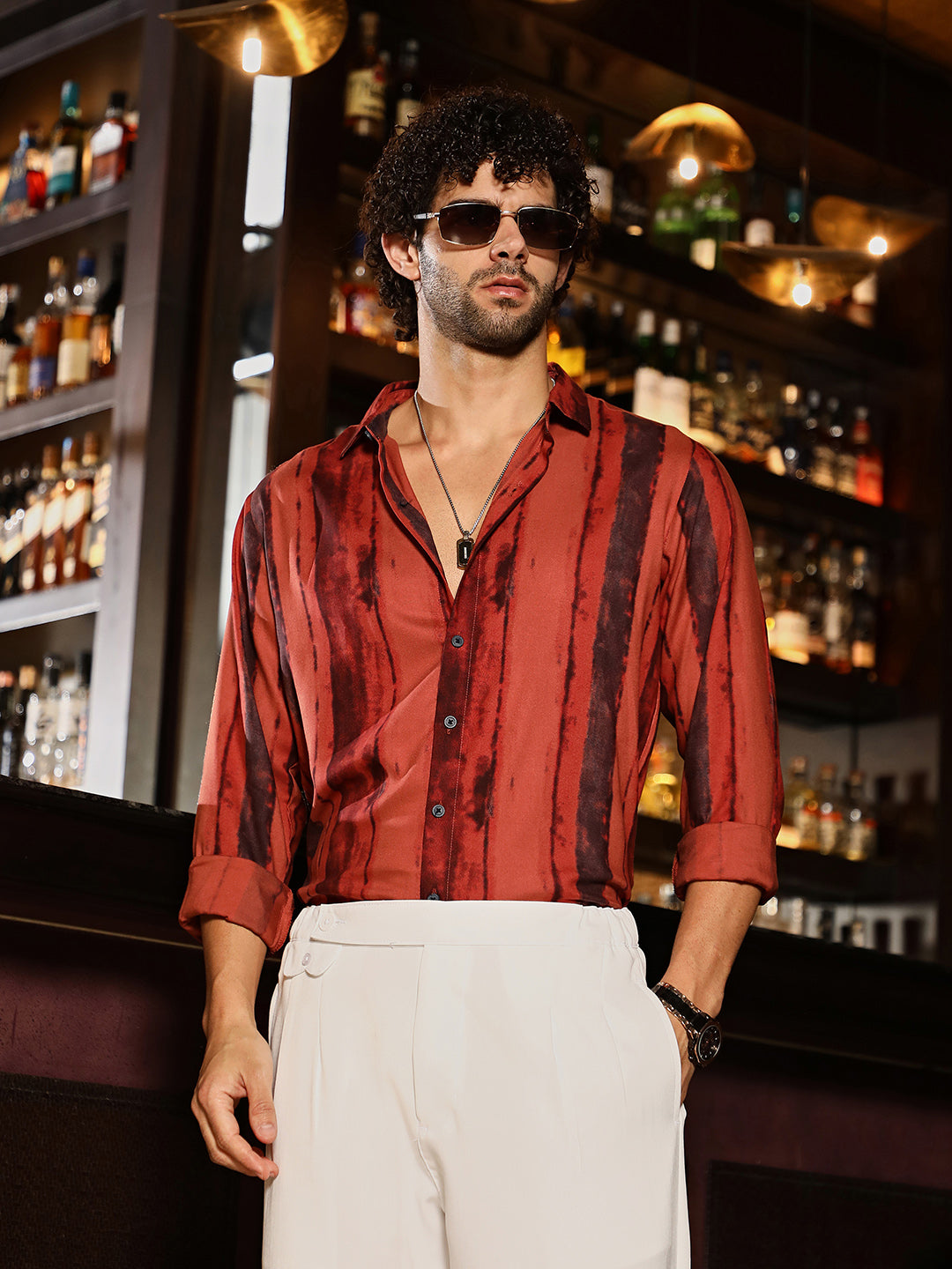 Campus Sutra Dark-Tone Brushed Shirt