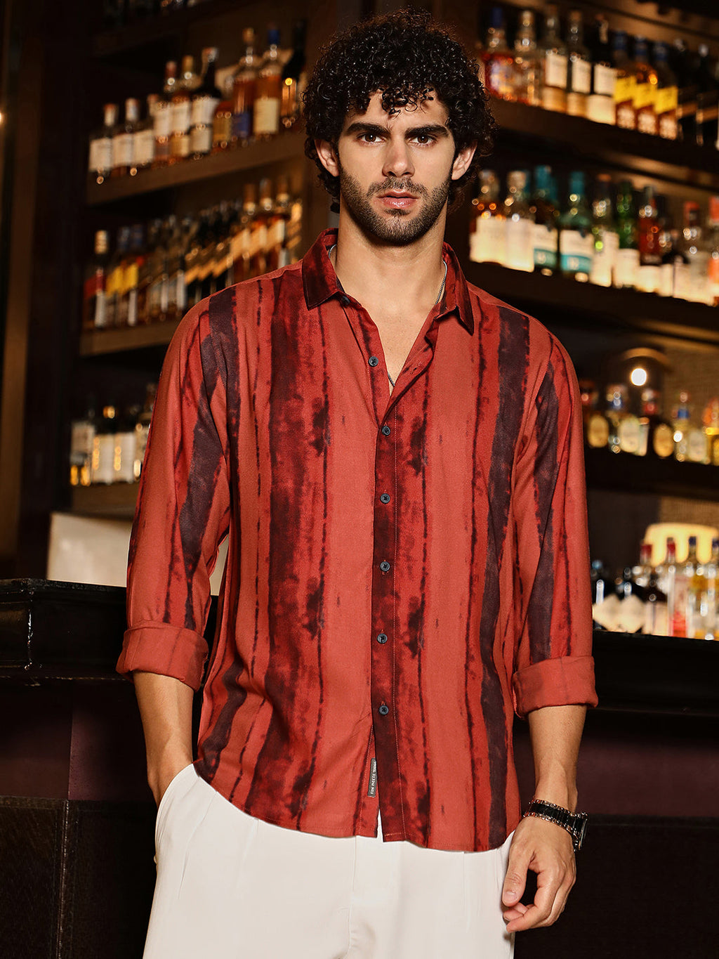 Campus Sutra Dark-Tone Brushed Shirt