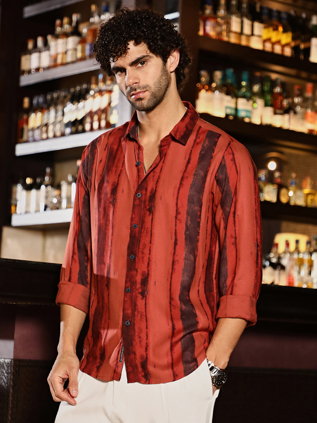 Campus Sutra Dark-Tone Brushed Shirt