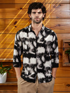 Campus Sutra Textured Brushwork Shirt