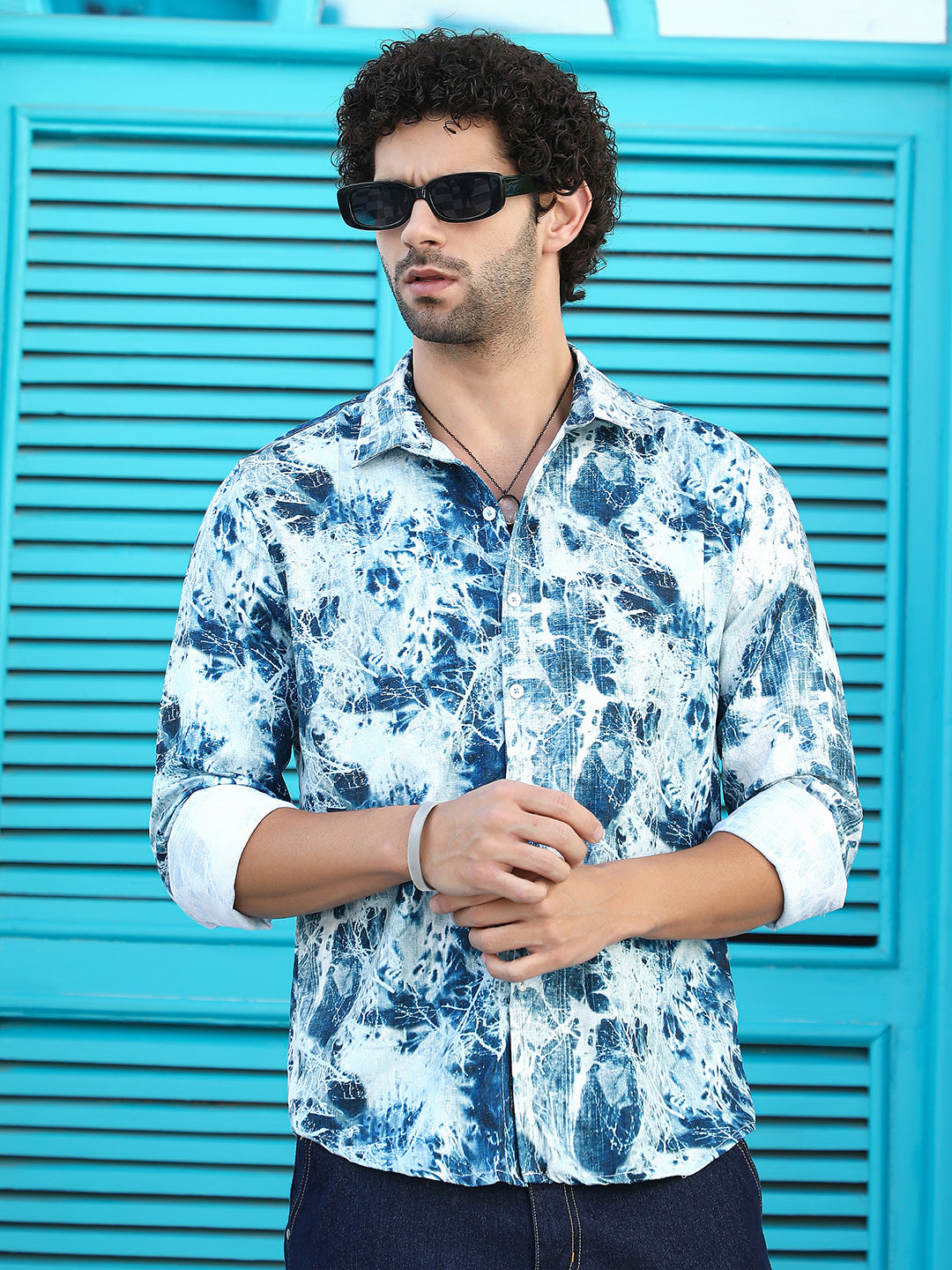 Campus Sutra Striated-Contrast Regular Shirt
