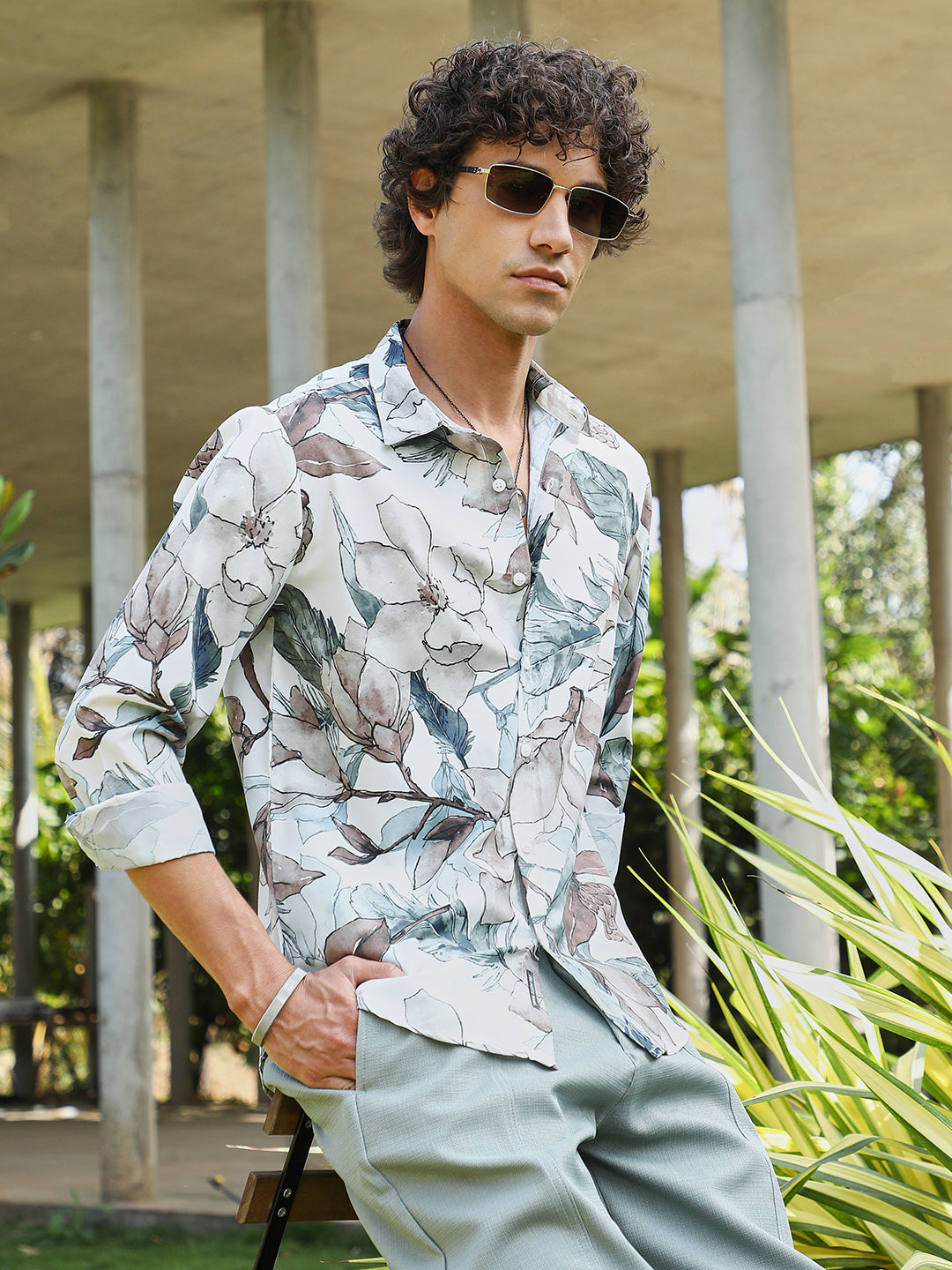 Campus Sutra Stained-Foliage Shirt