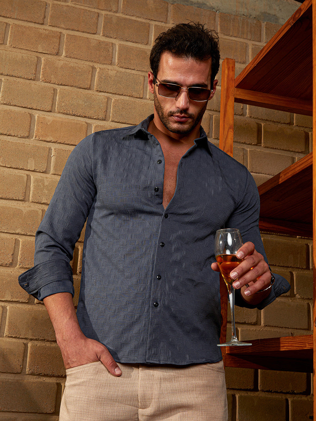Campus Sutra Cubic-Tactile Shirt