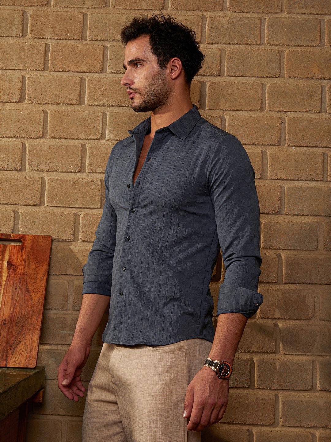 Campus Sutra Cubic-Tactile Shirt