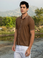 Campus Sutra Swirl-Knit Polo Shirt