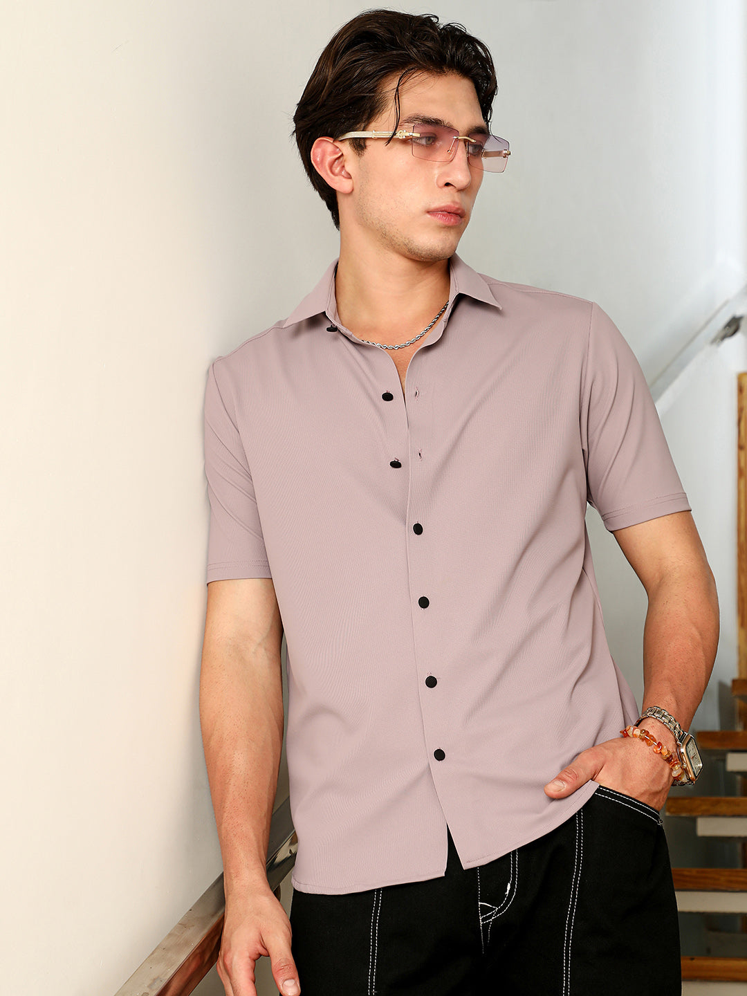 Campus Sutra Seamless Waffle-Knit Shirt