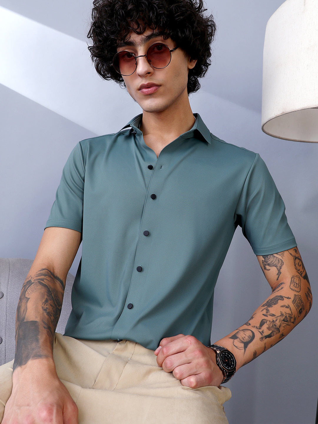 Campus Sutra Seamless Solid Shirt