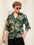 Campus Sutra Green Abstract Printed Rayon Shirt
