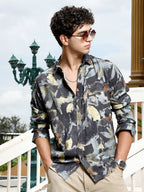 Campus Sutra Abstract-Blur Imprint Shirt