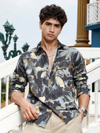Campus Sutra Abstract-Blur Imprint Shirt