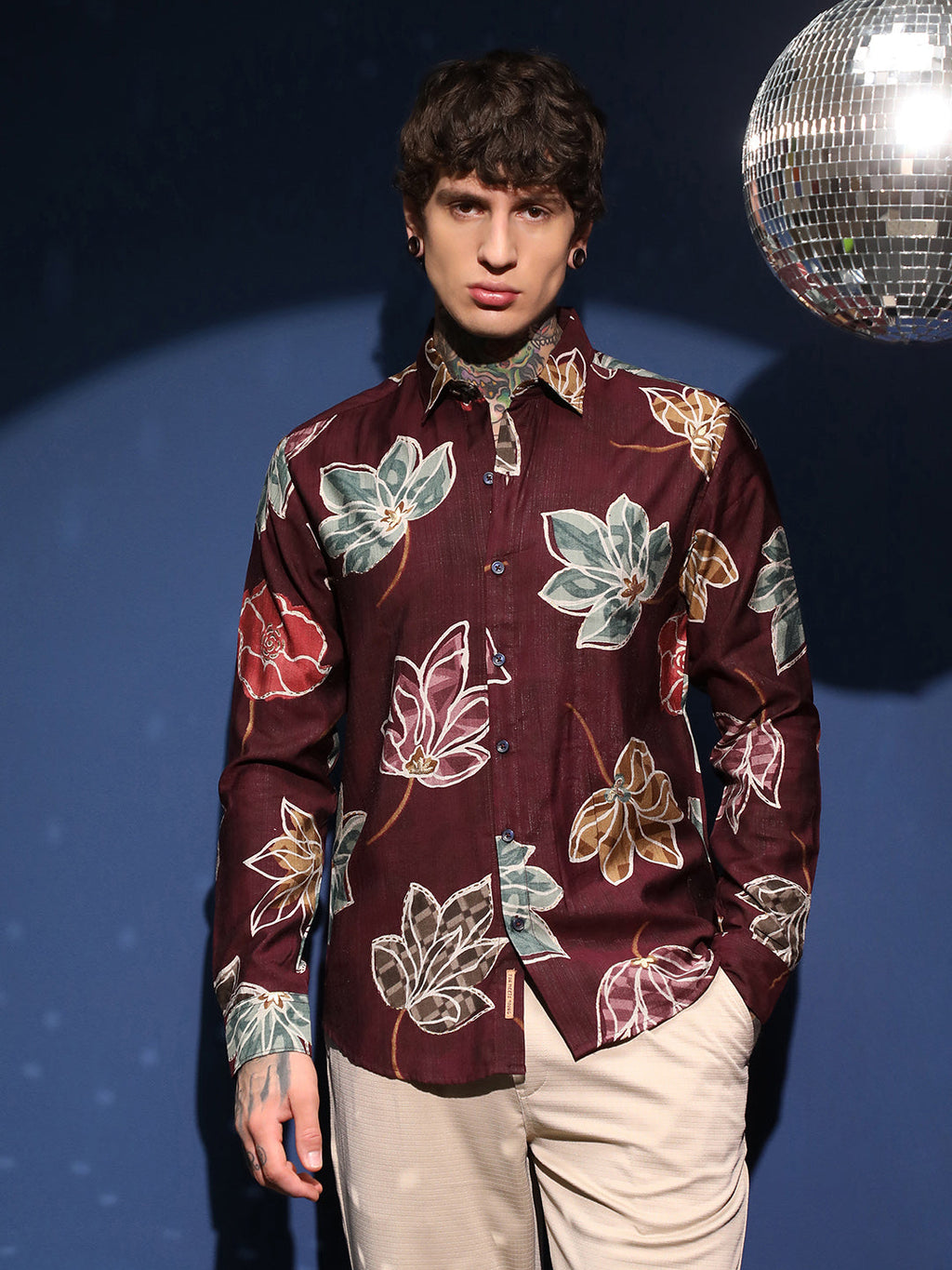 Campus Sutra Floret Imprint Shirt