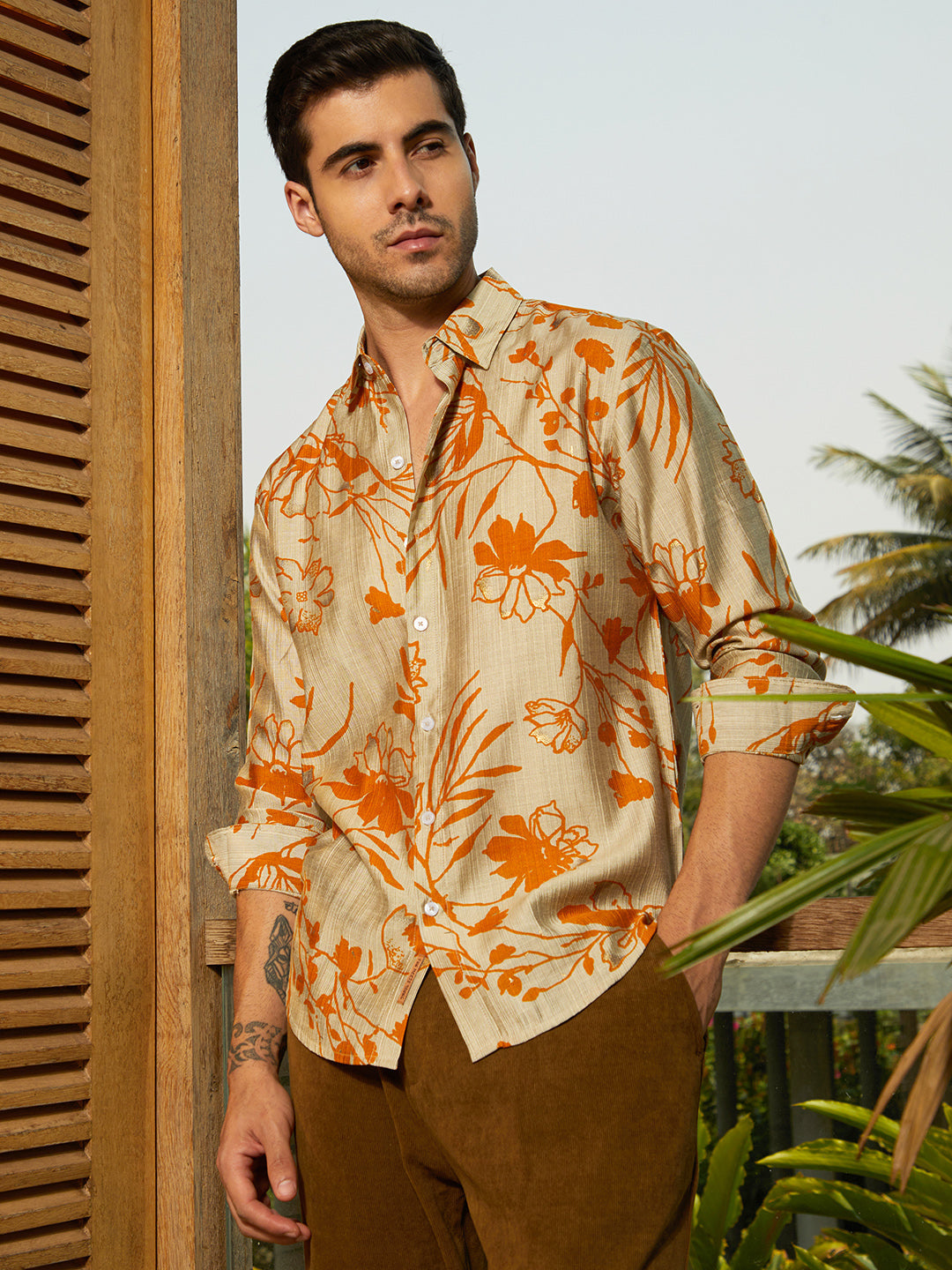 Campus Sutra Freesia-Imprint Shirt