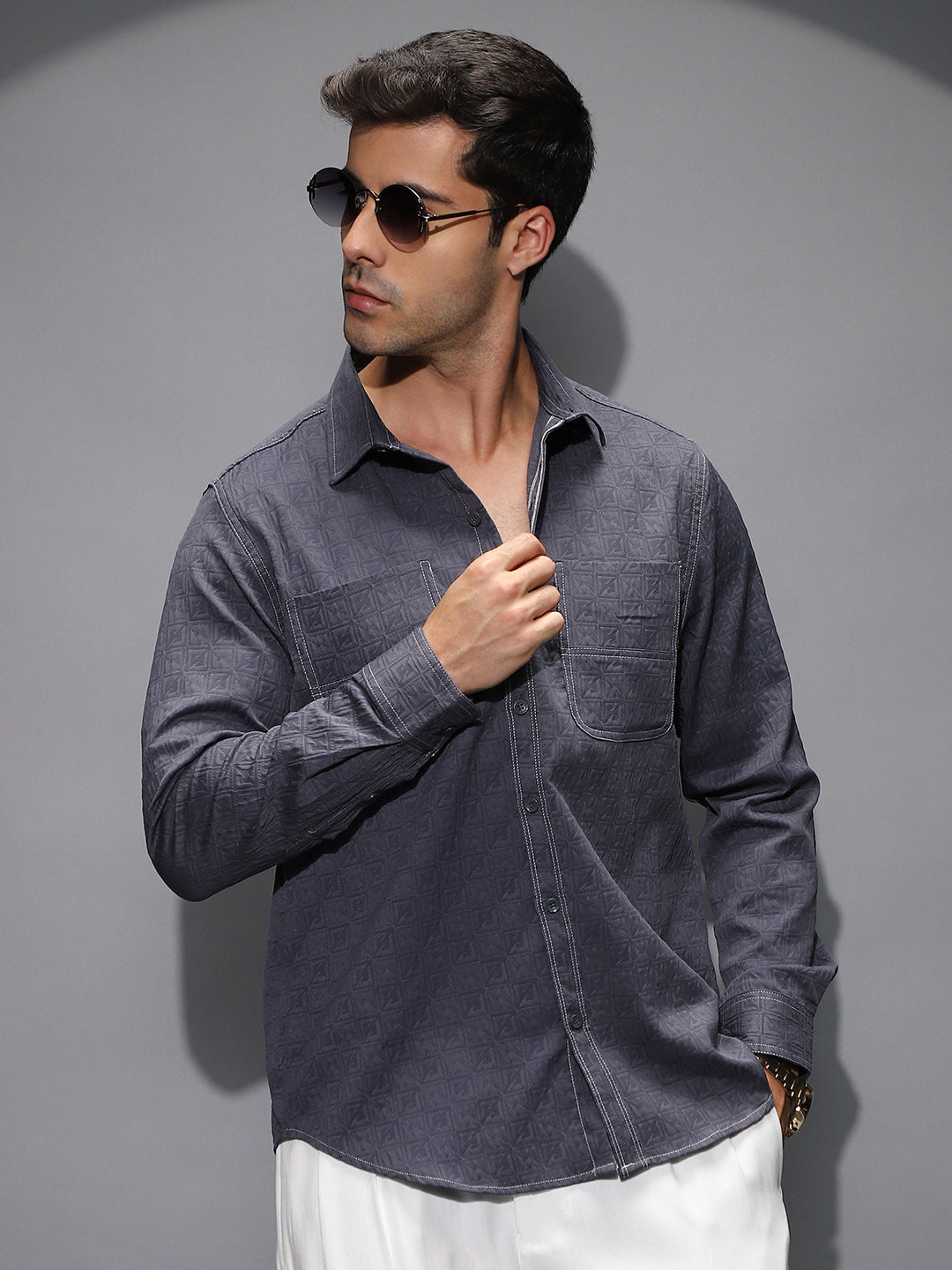 Campus Sutra Obliqa-Utility Relaxed Shirt
