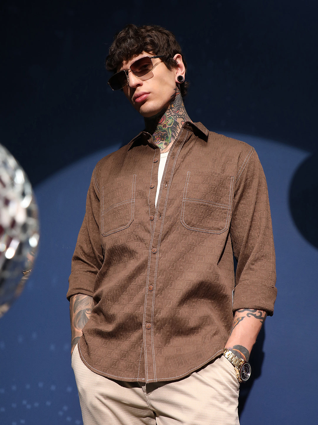 Campus Sutra Obliqa-Utility Relaxed Shirt