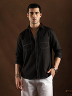 Campus Sutra Contrast-Stitch Utility Shirt