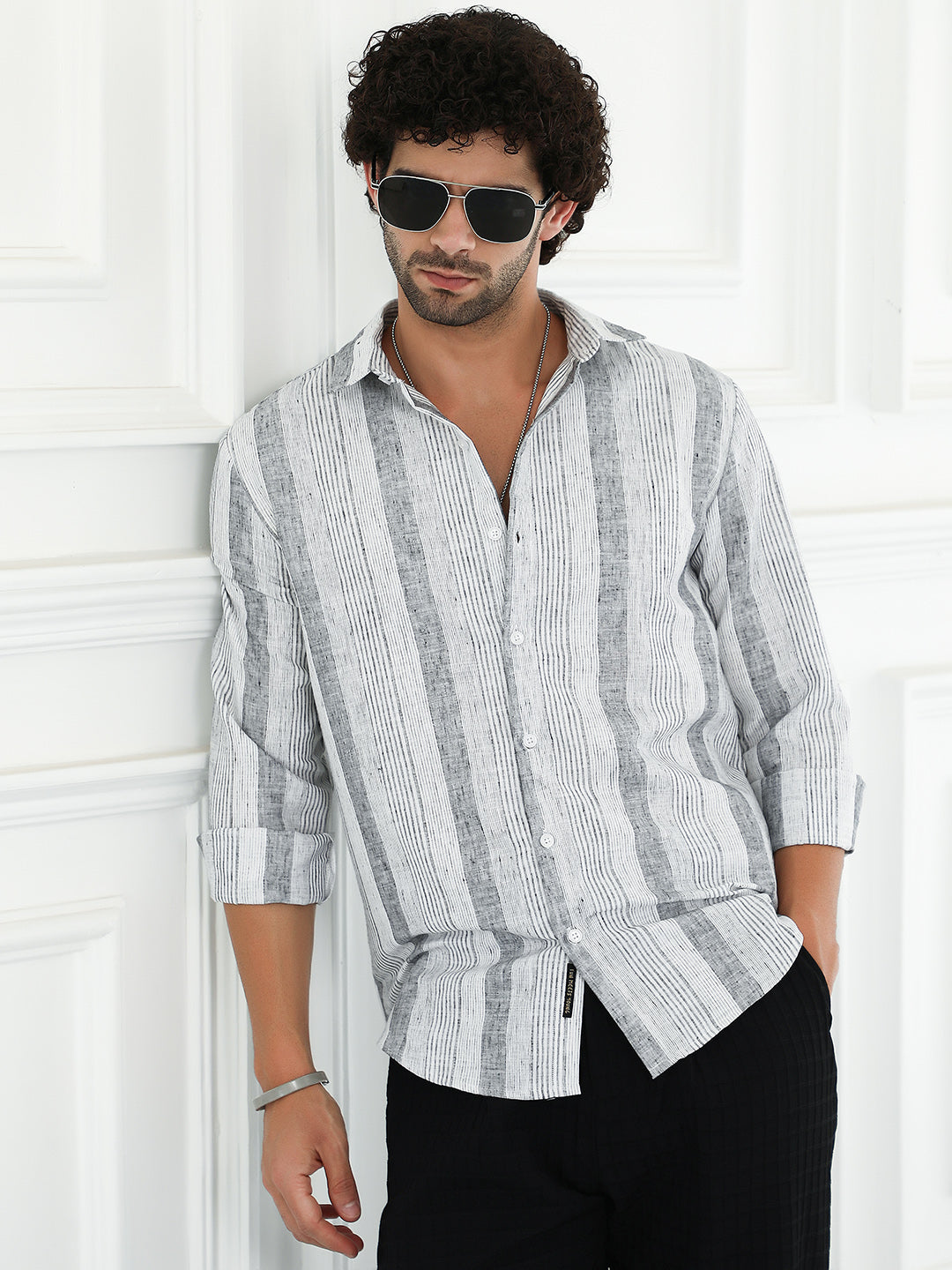 Campus Sutra Pincandy-Striped Regular Shirt