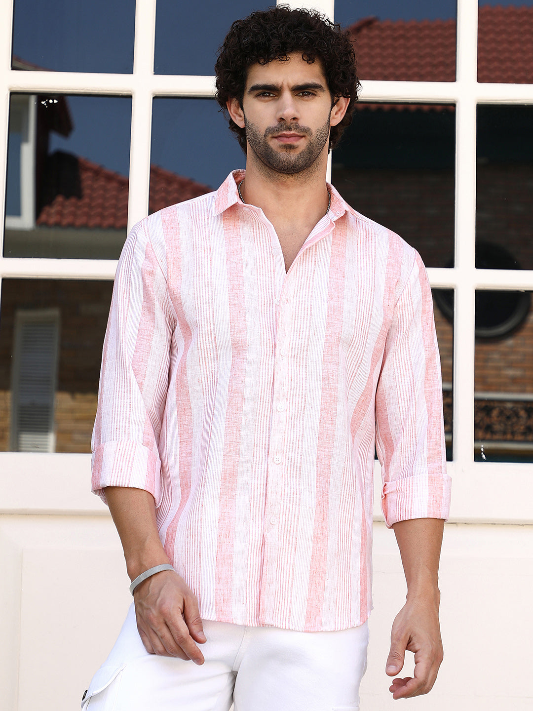 Campus Sutra Pincandy-Striped Regular Shirt