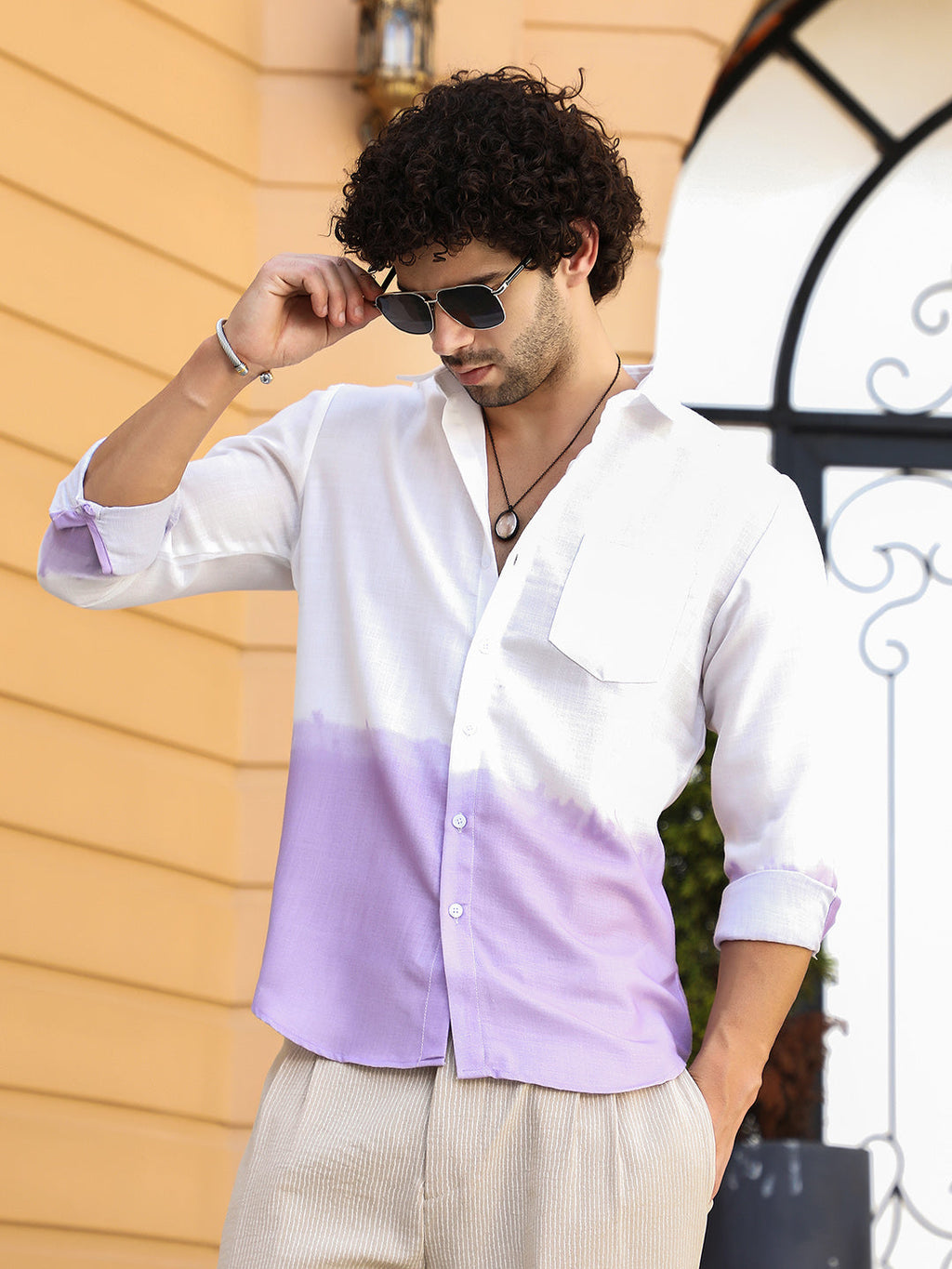 Campus Sutra Ombre-Plunge Regular Shirt