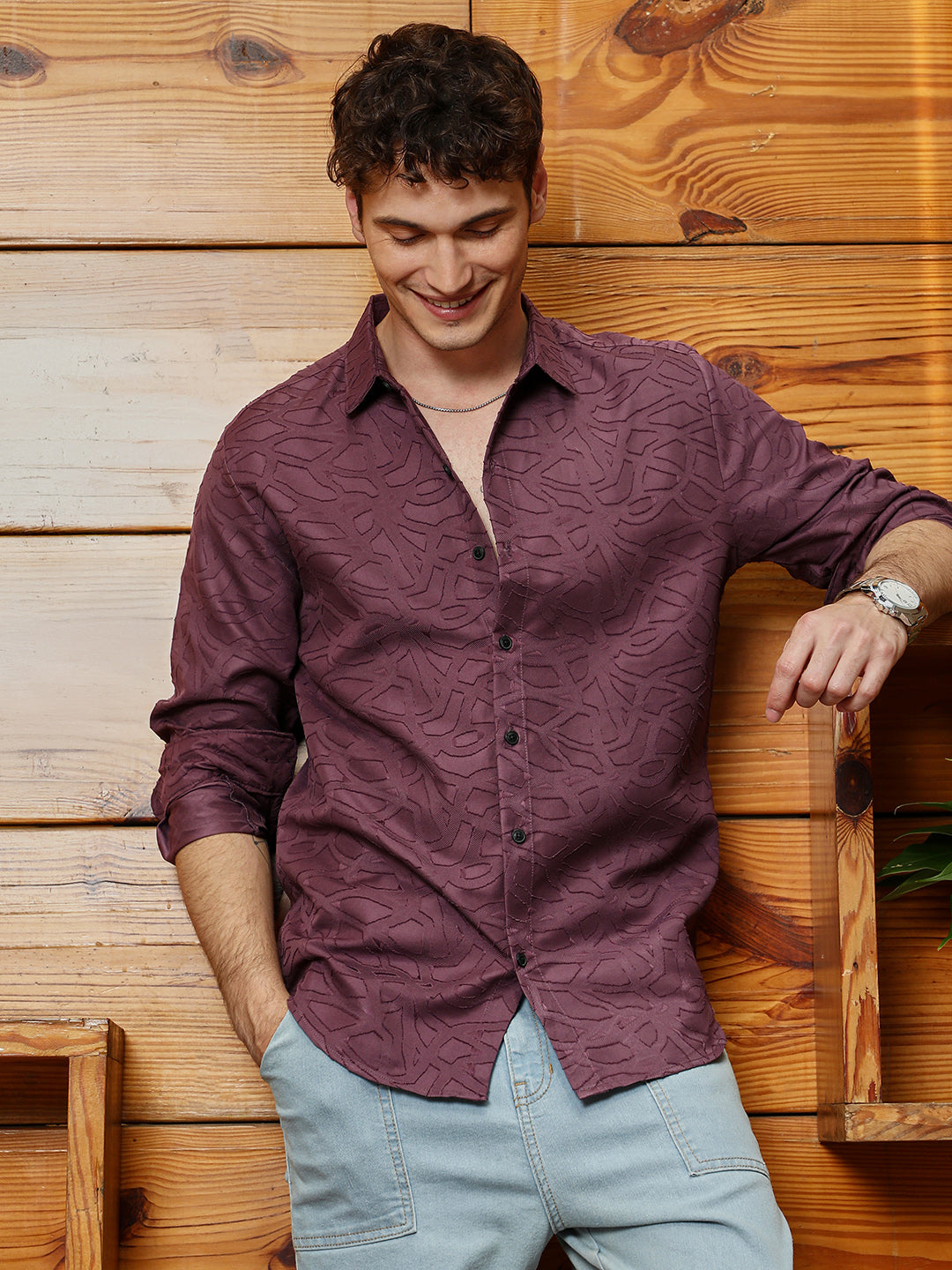 Campus Sutra Abstract-Edge Shirt