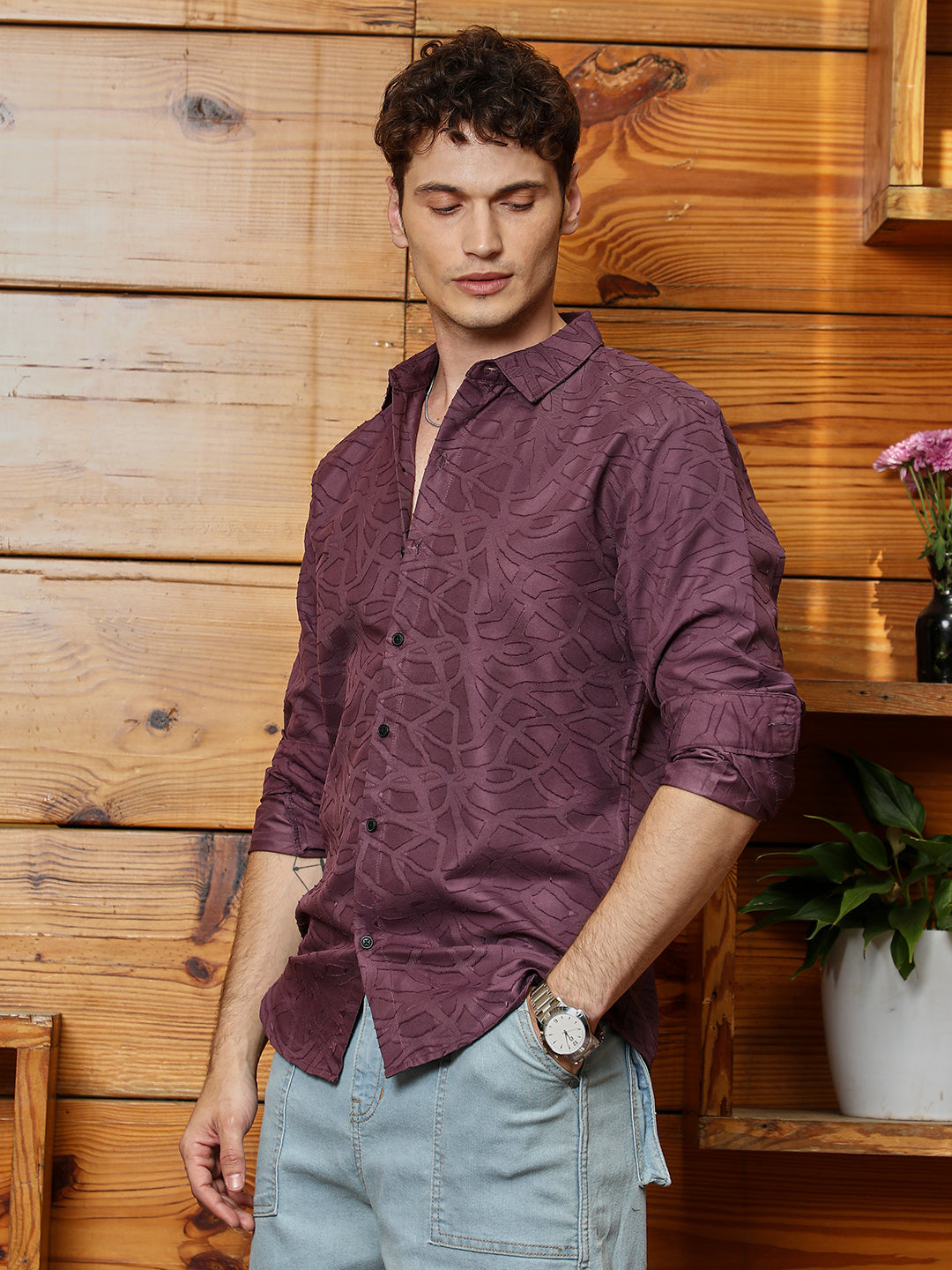 Campus Sutra Abstract-Edge Shirt