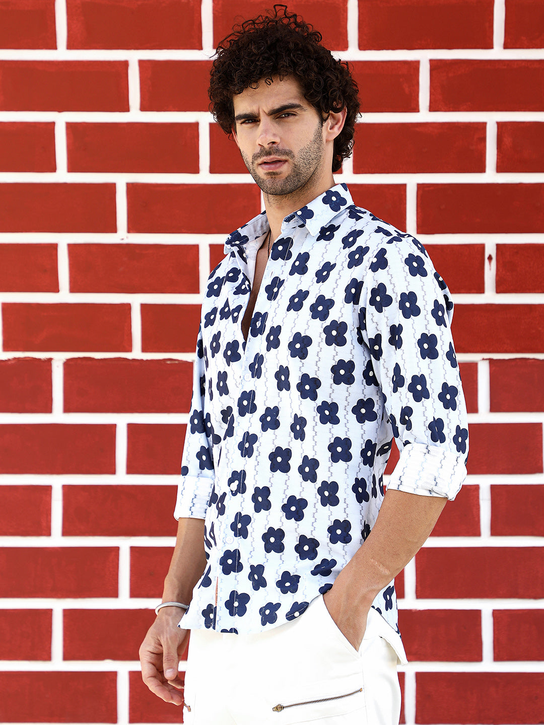 Campus Sutra Retro-Bloom Tactile Shirt