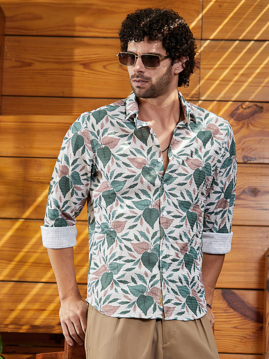 Campus Sutra Foliage-Impressions Shirt