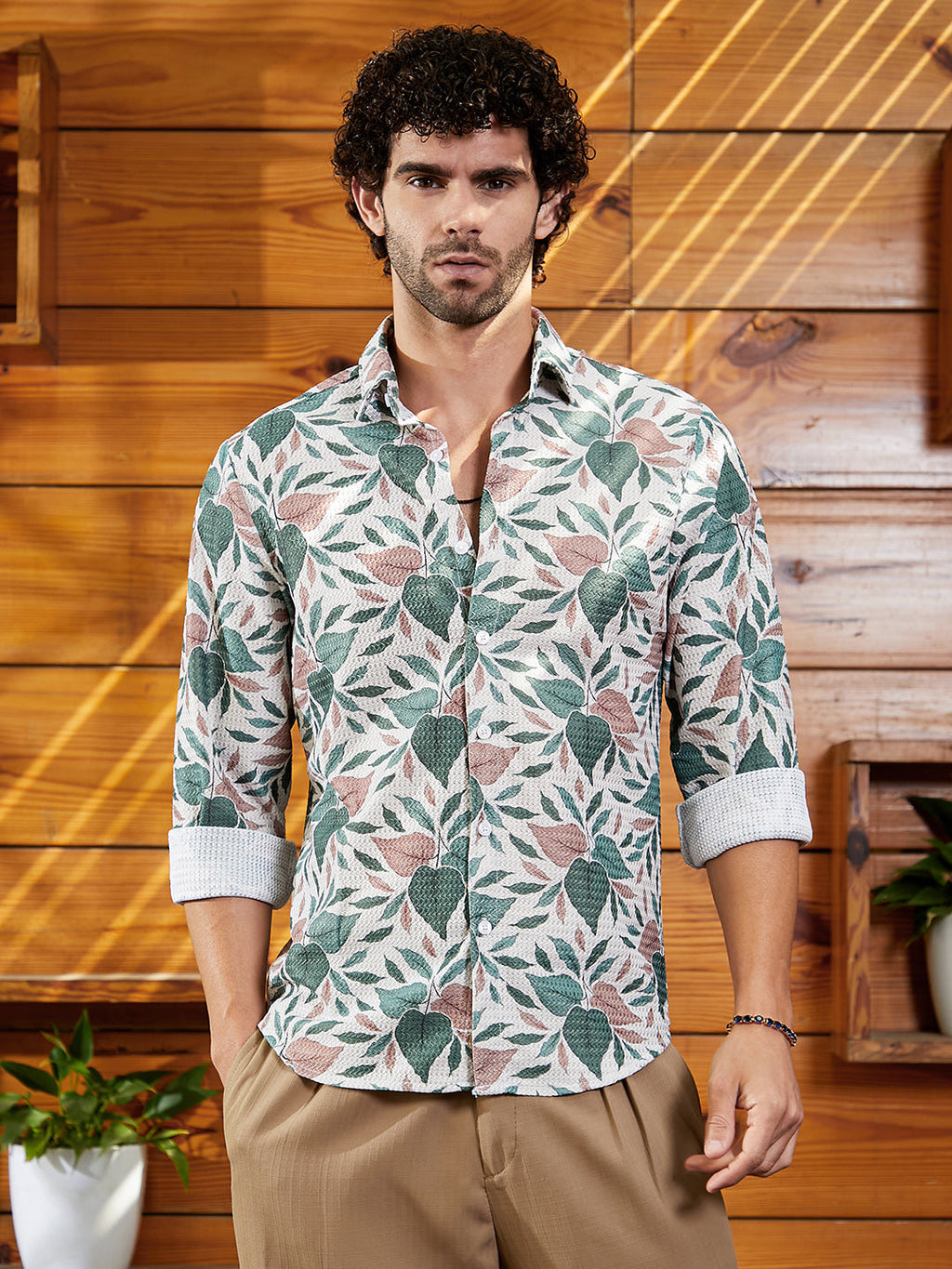 Campus Sutra Foliage-Impressions Shirt