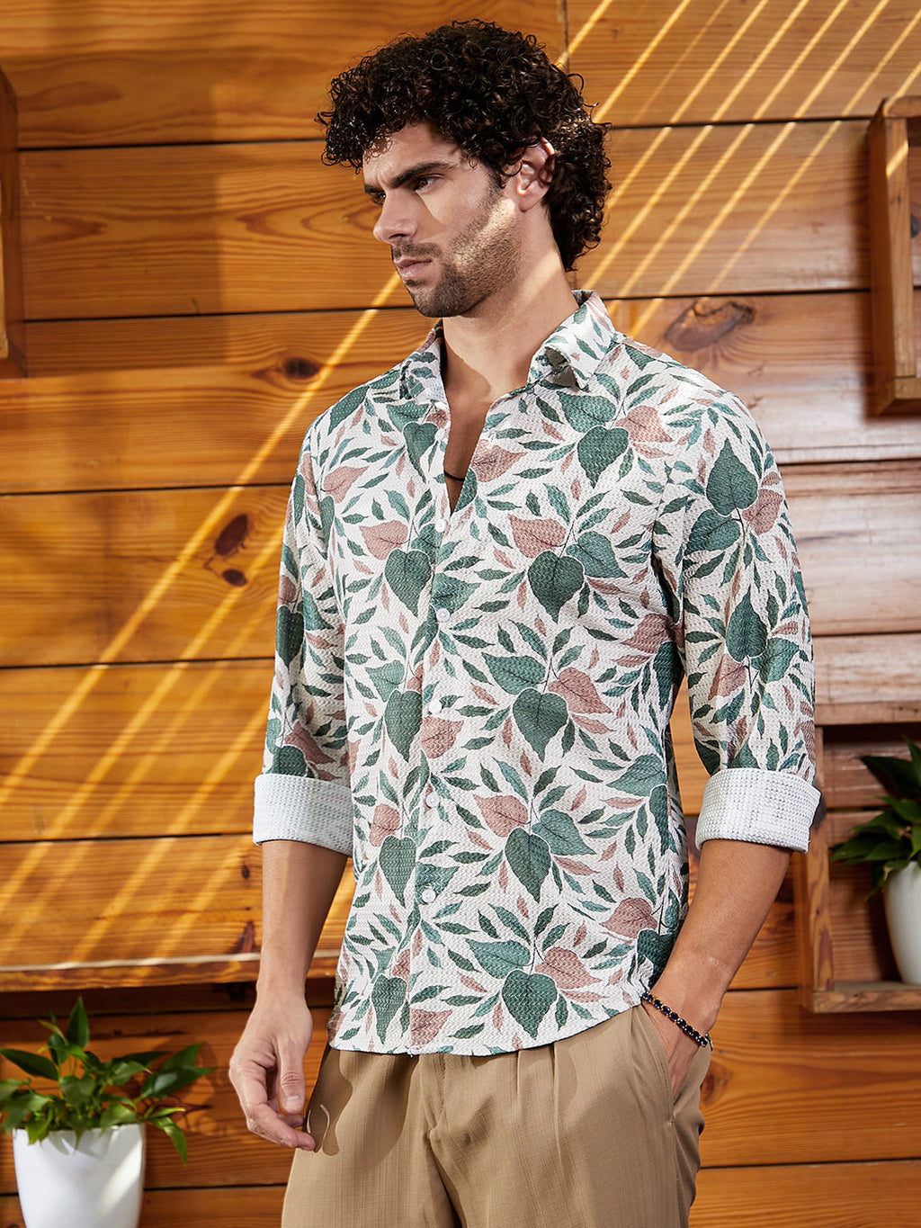 Campus Sutra Foliage-Impressions Shirt