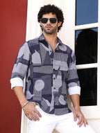 Campus Sutra Geometric-Overflow Regular Shirt