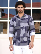 Campus Sutra Geometric-Overflow Regular Shirt
