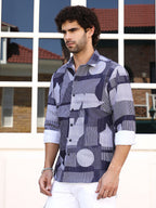 Campus Sutra Geometric-Overflow Regular Shirt