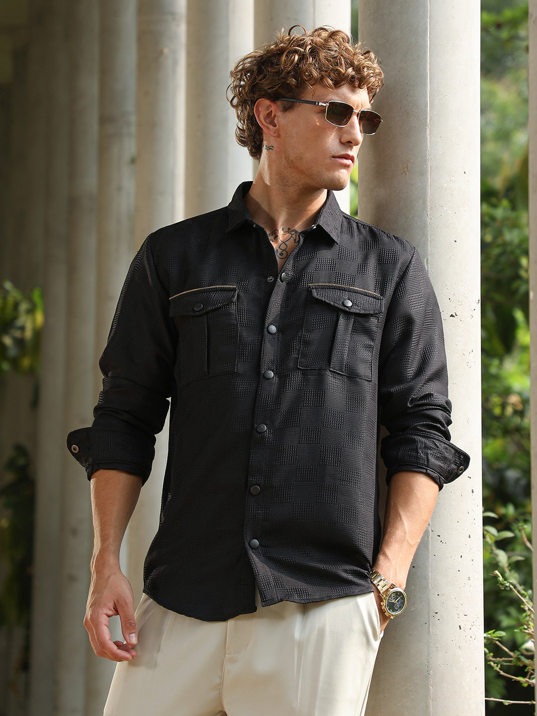 Campus Sutra Tactile-Utility Relaxed Shirt