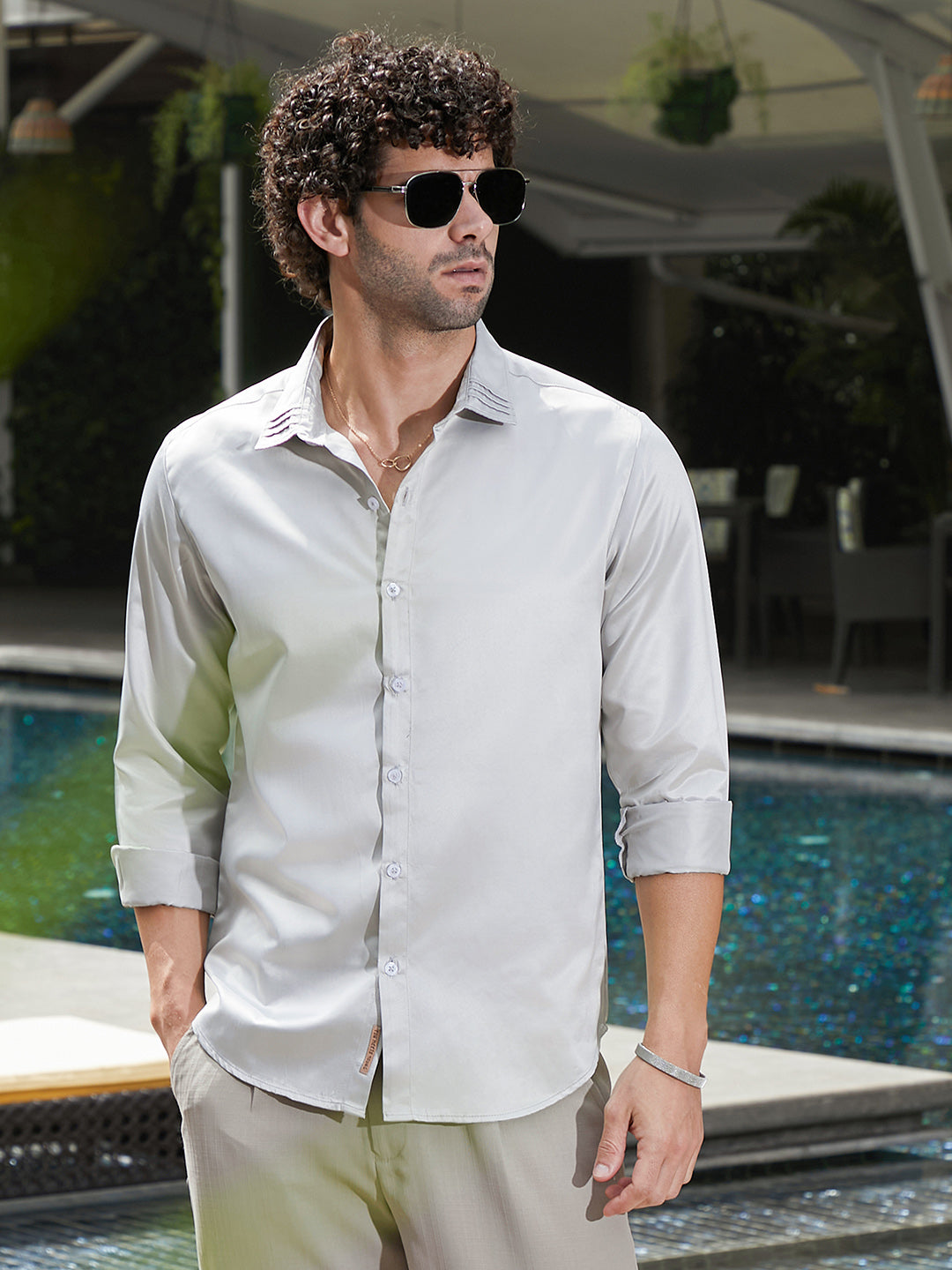Campus Sutra Pleated-Collar Shirt