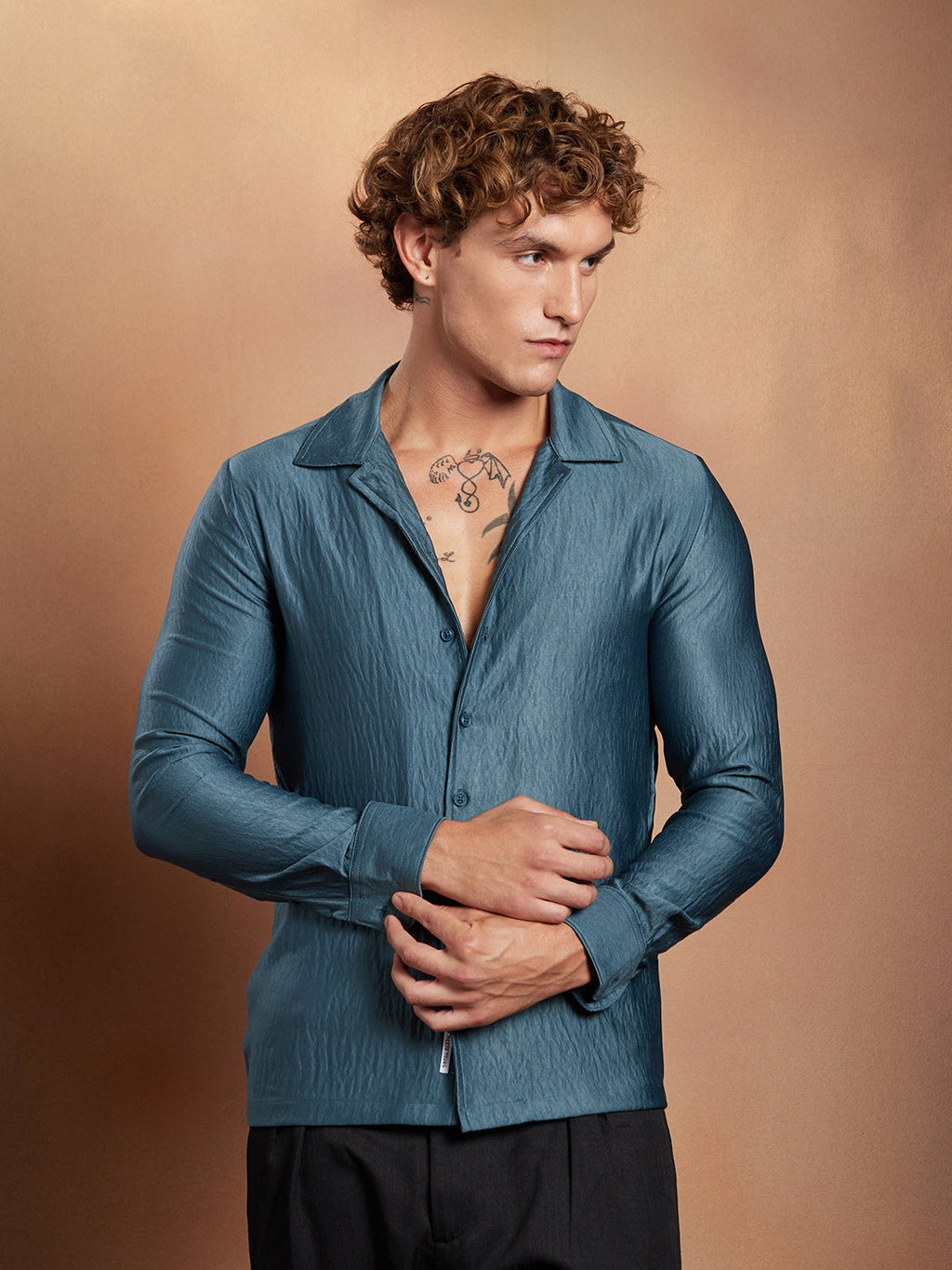 Campus Sutra Satin Cuban Shirt