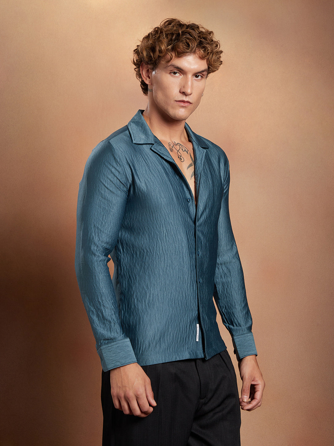 Campus Sutra Satin Cuban Shirt