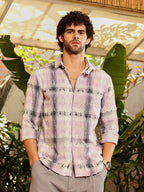 Campus Sutra Distressed-Check Shirt