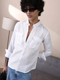 Campus Sutra Open-Weave Utility Shirt
